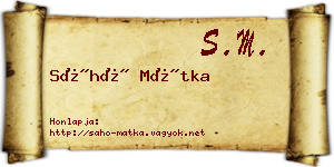 Sáhó Mátka névjegykártya